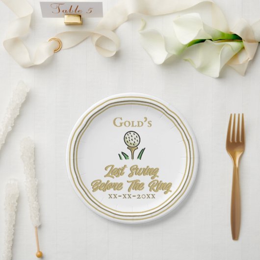 バチェロレッテ、ブライダルシャワーホワイト金ゴールド ペーパープレート (ウェディング)