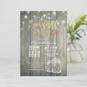 バチェロレッテ ブライダル シャワー ラスティック ウッド メイソン ジャー 招待状 (スタンド正面)