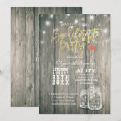 バチェロレッテ ブライダル シャワー ラスティック ウッド メイソン ジャー 招待状 (正面/裏面)