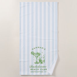 バチェロレッテ ブルー & グリーン レトロ モダン ビーチ タオル