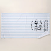 バチェロレッテ ブルー & ブラック レトロ モダン ビーチ タオル (正面)