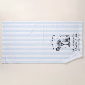 バチェロレッテ ブルー & ブラック レトロ モダン ビーチ タオル (正面)