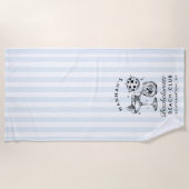 バチェロレッテ ブルー & ブラック レトロ モダン ビーチ タオル (正面)