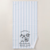 バチェロレッテ ブルー & ブラック レトロ モダン ビーチ タオル (正面)