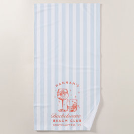 バチェロレッテ ブルー＆レッド レトロ モダン ビーチ タオル