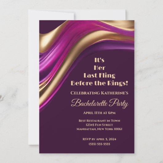 バチェロレッテ-リングや輪の前の最後の浮気 –  招待状 (正面)