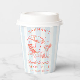 バチェロレッテ レトロ モダン ブルー & オレンジ ストライプ 紙コップ