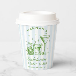 バチェロレッテ レトロ モダン ブルー&グリーン ストライプ 紙コップ