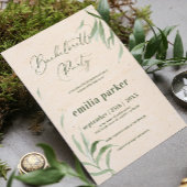 バチェロレッテ、緑の葉ベージュ紙 招待状