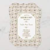バチェロレッテ |金ゴールドホワイト1920sアールデコ 招待状 (正面/裏面)