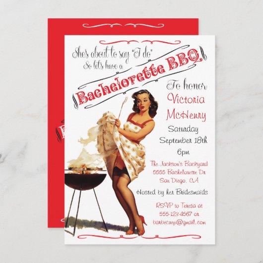 バチェロレッテBBQバーベキューパーティの招待状 招待状 (正面/裏面)