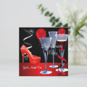 バチェロレットパーティーレッドシューハイハイヒールのワイン 招待状 (スタンド正面)