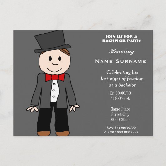 バチェロレパーティー、スタッグパーティー、グルームシャワー.... インビテーションポストカード