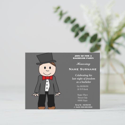 バチェロレパーティー、スタッグパーティー、グルームシャワー.... インビテーションポストカード (スタンド正面)
