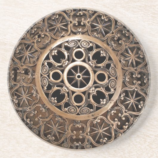 バチカンの神秘的な古代金属の青銅のsteampunk コースター (正面)
