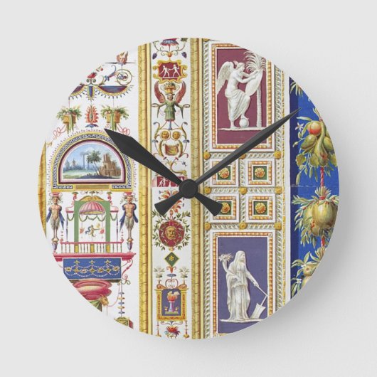バチカンのRaphaelのLoggiaからのパネル、から ラウンド壁時計 (正面)