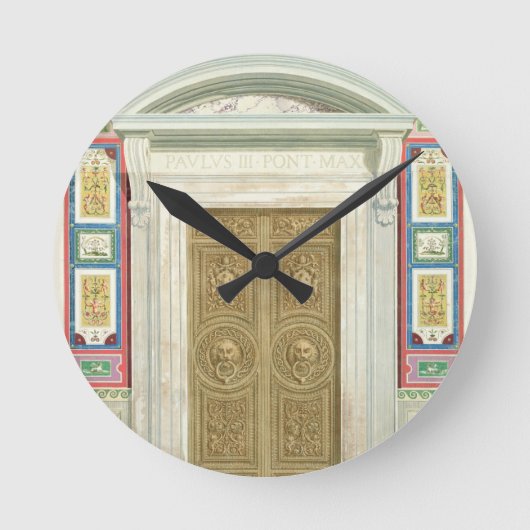 バチカンのRaphaelのLoggiaへの戸口、から ラウンド壁時計 (正面)