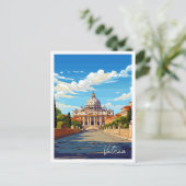 バチカンイタリアアートヴィンテージトラベルイラストレーション ポストカード (スタンド正面)
