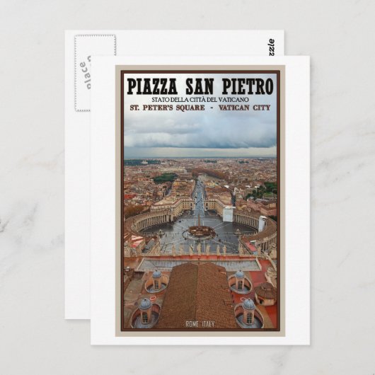 バチカンシティセントピーターズスクエアビュー ポストカード (正面/裏面)