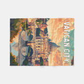 バチカンシティトラベルアートヴィンテージ フリースブランケット (正面(横))