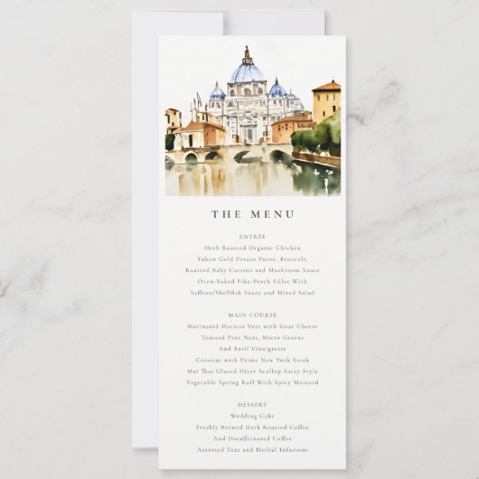 バチカンローマイタリア結婚ランドスケープメニューカード 招待状 (正面)