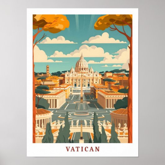 バチカンローマエレガントイタリアアートヴィンテージトラベル ポスター (正面)