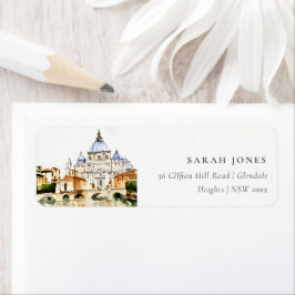 バチカンローマItaly水彩風景アドレス ラベル