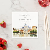 バチカンローマItaly水彩風景結婚ズ スタンダードカクテルナプキン (インサイチュ)