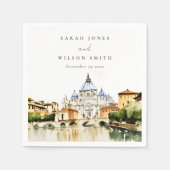 バチカンローマItaly水彩風景結婚ズ スタンダードカクテルナプキン (正面)