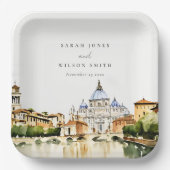 バチカンローマItaly水彩風景結婚ズ ペーパープレート (正面)