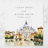 バチカンローマItaly水彩風景結婚ズ ワインラベル (シングルラベル)