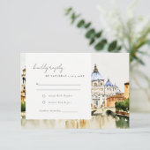 バチカンローマItaly水彩風景結婚ズ 出欠カード (スタンド正面)