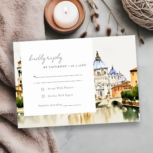 バチカンローマItaly水彩風景結婚ズ 出欠カード