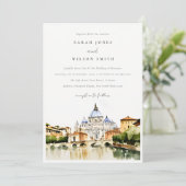 バチカンローマItaly水彩風景結婚ズ 招待状 (スタンド正面)