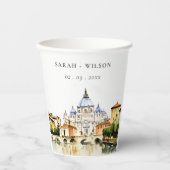 バチカンローマItaly水彩風景結婚ズ 紙コップ (正面)
