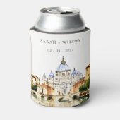 バチカンローマItaly水彩風景結婚ズ 缶クーラー (缶裏面)