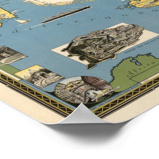 バチカン市とイタリアの地図 ポスター (角)