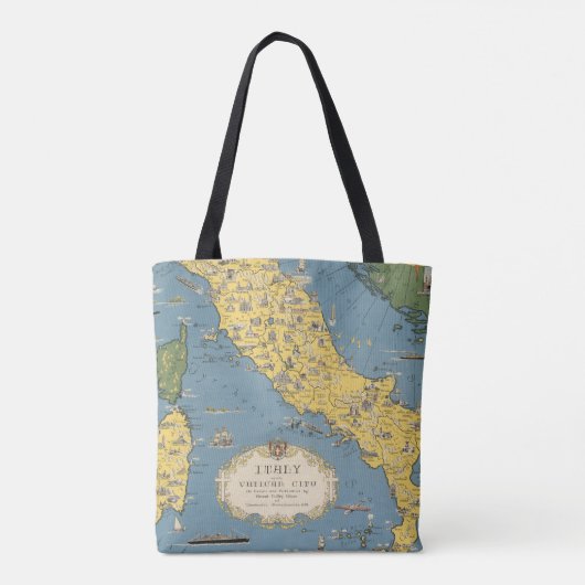 バチカン市国が付いているイタリアの地図 トートバッグ (裏面)