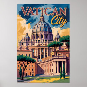 バチカン市国の絵画的イラスト旅行アート ポスター