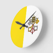 バチカン市国旗 ラウンド壁時計 (傾斜)