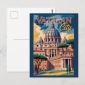 バチカン市国 画風のイラスト 旅行アート ポストカード (正面/裏面)