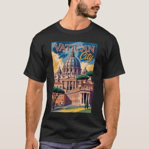 バチカン市国 画風のイラスト 旅行アート Tシャツ