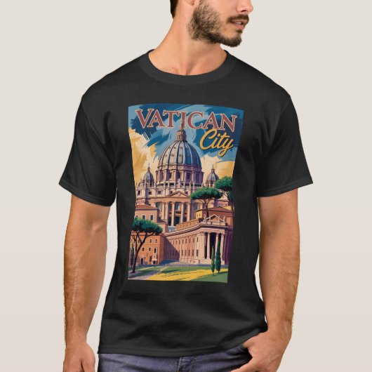 バチカン市国 画風のイラスト 旅行アート Tシャツ (正面)