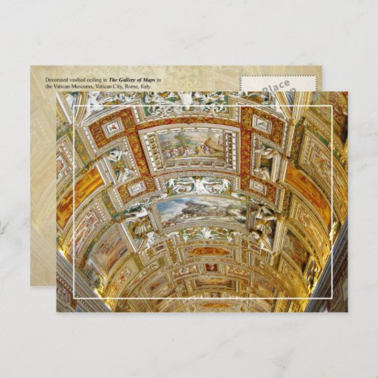 バチカン美術館のマップのギャラリーの天井 ポストカード (正面/裏面)