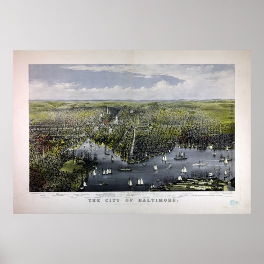 バチモアの街Currier & Ives (1880) ポスター (正面)