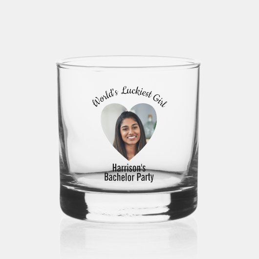 バチュラーパーティおもしろいパーソナライズされたブライド顔 ウイスキーグラス (正面)