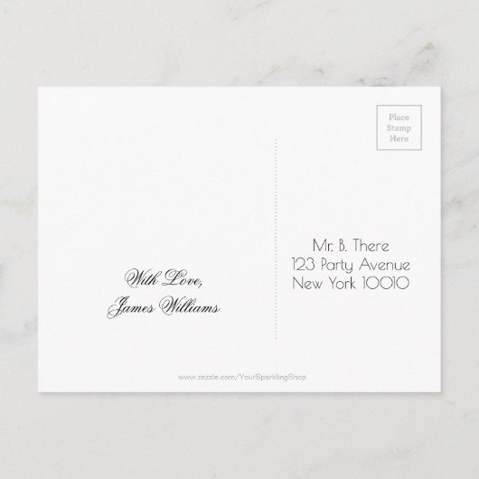 バチュラーパーティの保存日付の黒板のスタイル 案内ポストカード (裏面)