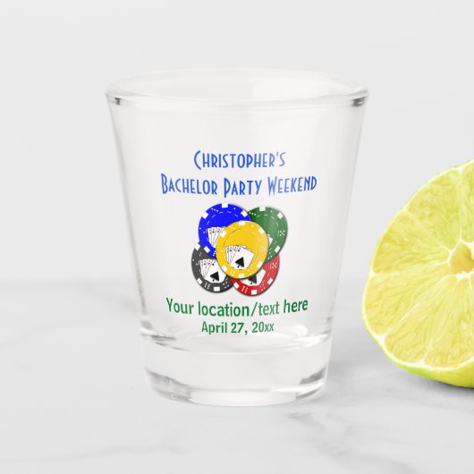 バチュラーパーティの好意トランプのポーカー賭博 ショットグラス (正面)