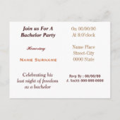 バチュラーパーティの招待，新郎のシャワーの招待 インビテーションポストカード (裏面)