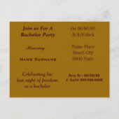 バチュラーパーティの招待,新郎のシャワーの招待 インビテーションポストカード (裏面)